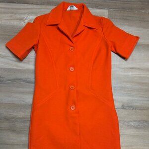 Vintage Orange Button-Front Sheath Dress
